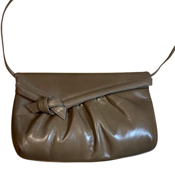 Vintage Morris Moskowitz Crossbody Clutch Bag Brown Genuine Leather Retro - Picture 1 of 8